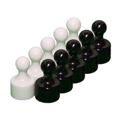 10 Kegelmagnete Neodym 12x20 mm, Set in schwarz und weiß