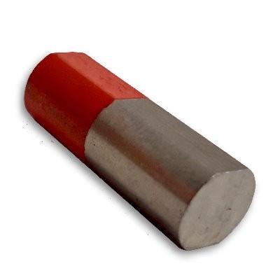 Stabmagnet AlNiCo 7,5-8,5x23 mm rot und unlackiert, Seiten abgeflacht